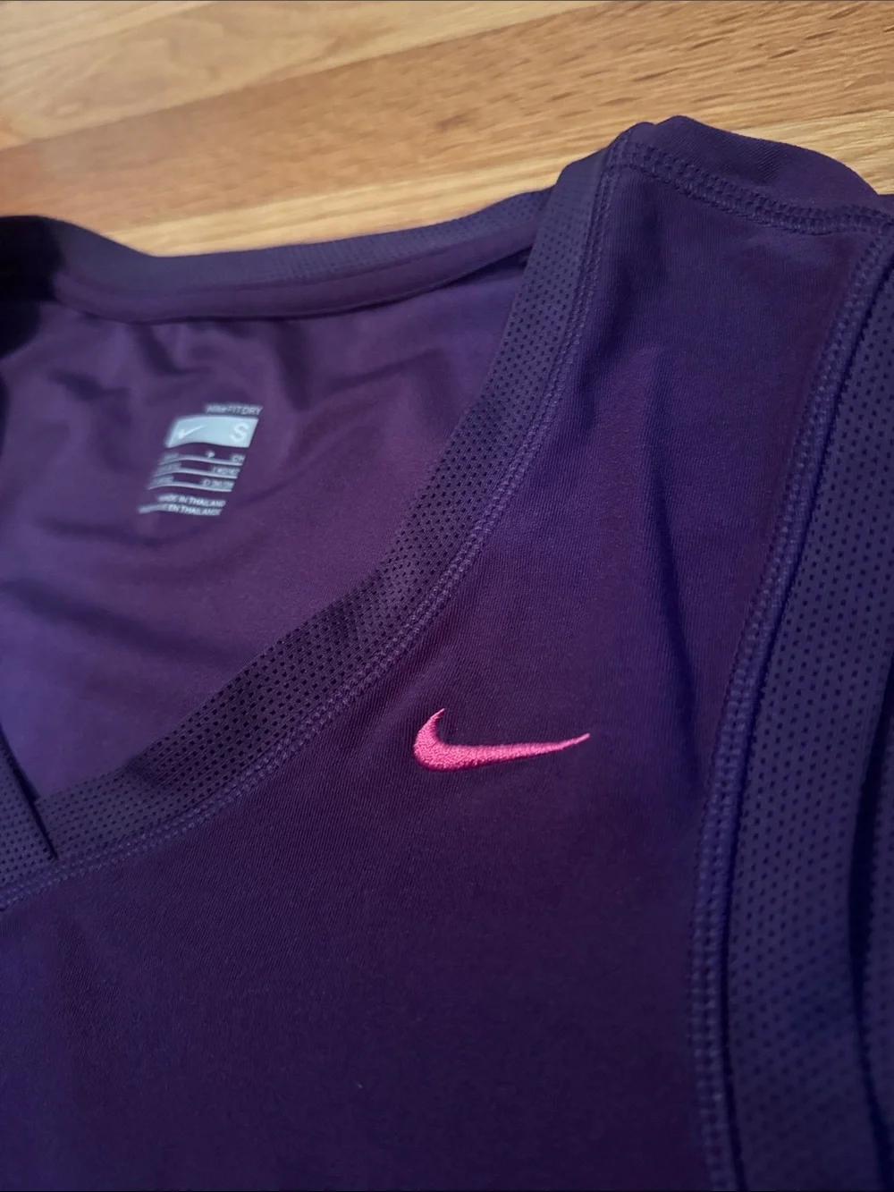 Nike Women’s Purple Athletic V-Neck Tank with Pink Swoosh